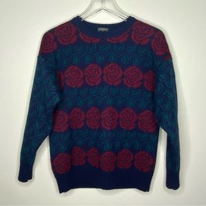 Vintage Women's CHARTER CLUB Wool Sweater Floral Size Large